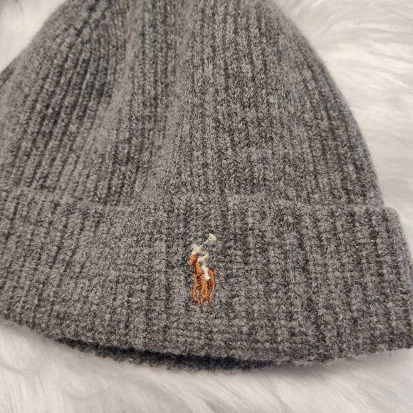 👽 EUC Polo Ralph Lauren Unisex Wool Rib Knit Skull Cap Beanie, Grey, OSFM - Picture 4 of 7